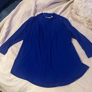 Susan Graver Liquid Knit Royal Blue Women's Open Front Cardigan